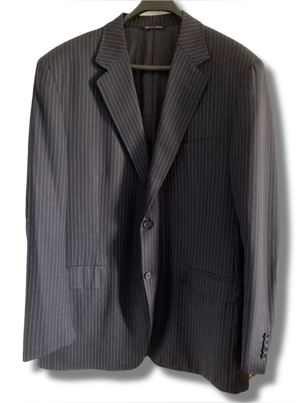 Canali Pinstripe Navy 100% Wool Blazer Harry Rosen Size 46L